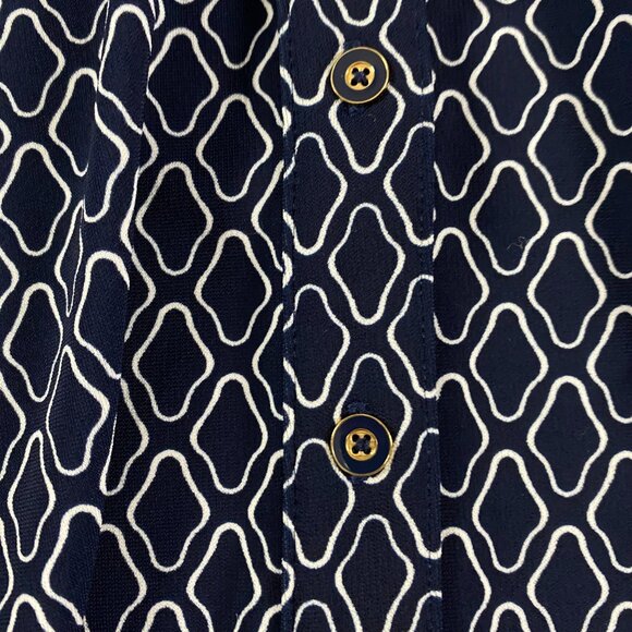 NWT Talbots Shirt Dress Womens Size 2XP Petite Blue Belted Buttons Geometric - Picture 6 of 16